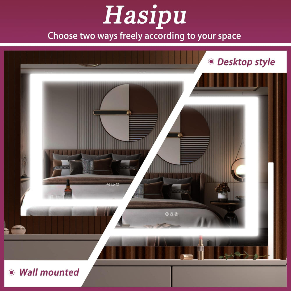 Hasipu vanity mirror 10X magnification aids detailed makeup application.