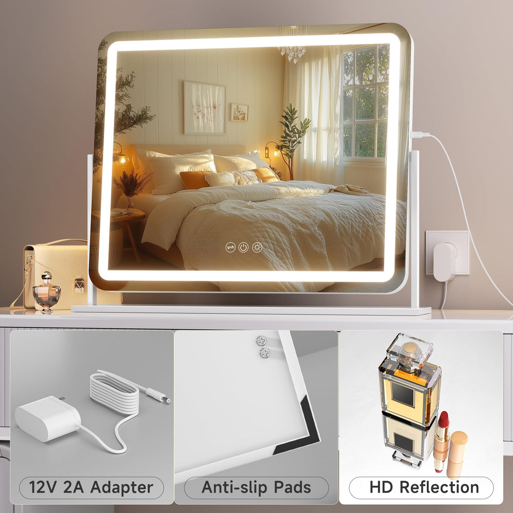 Hasipu vanity mirror with detachable 10x magnifier for detail work