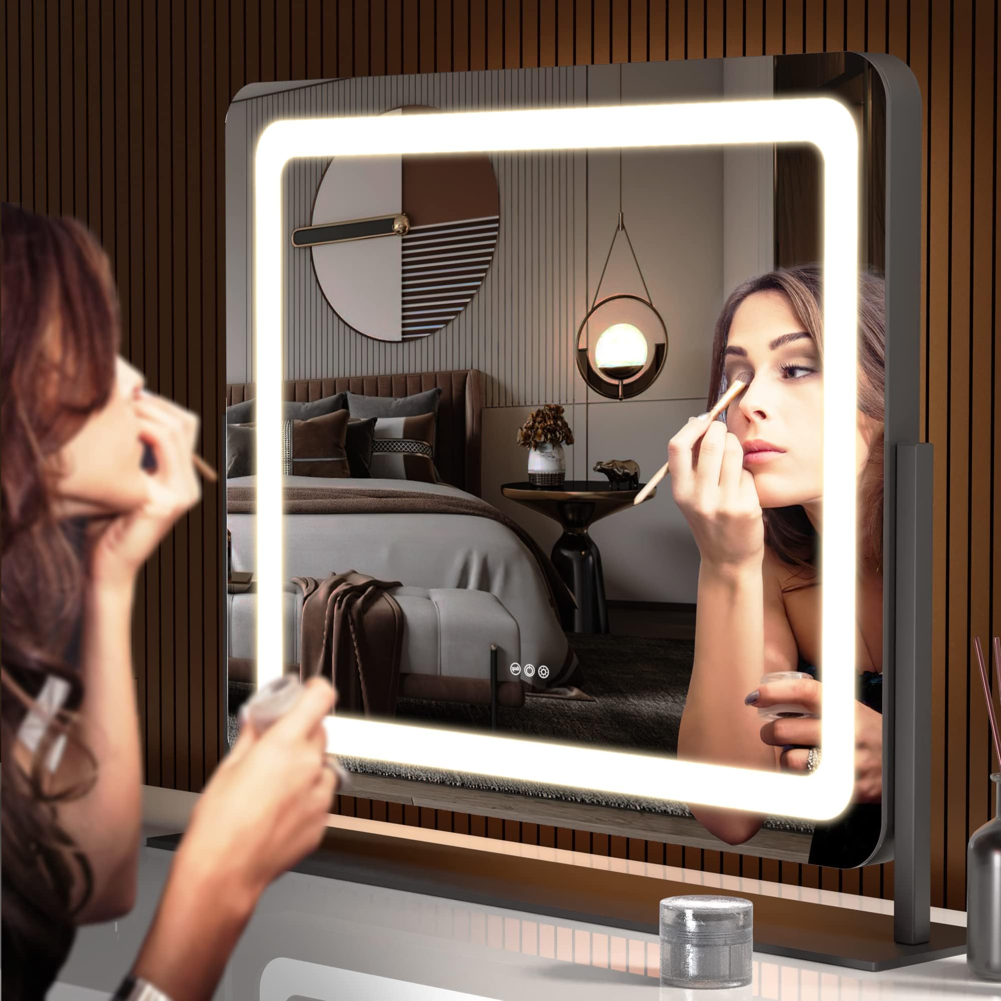 Hasipu vanity mirror 360 degree rotation for adjustable viewing angles