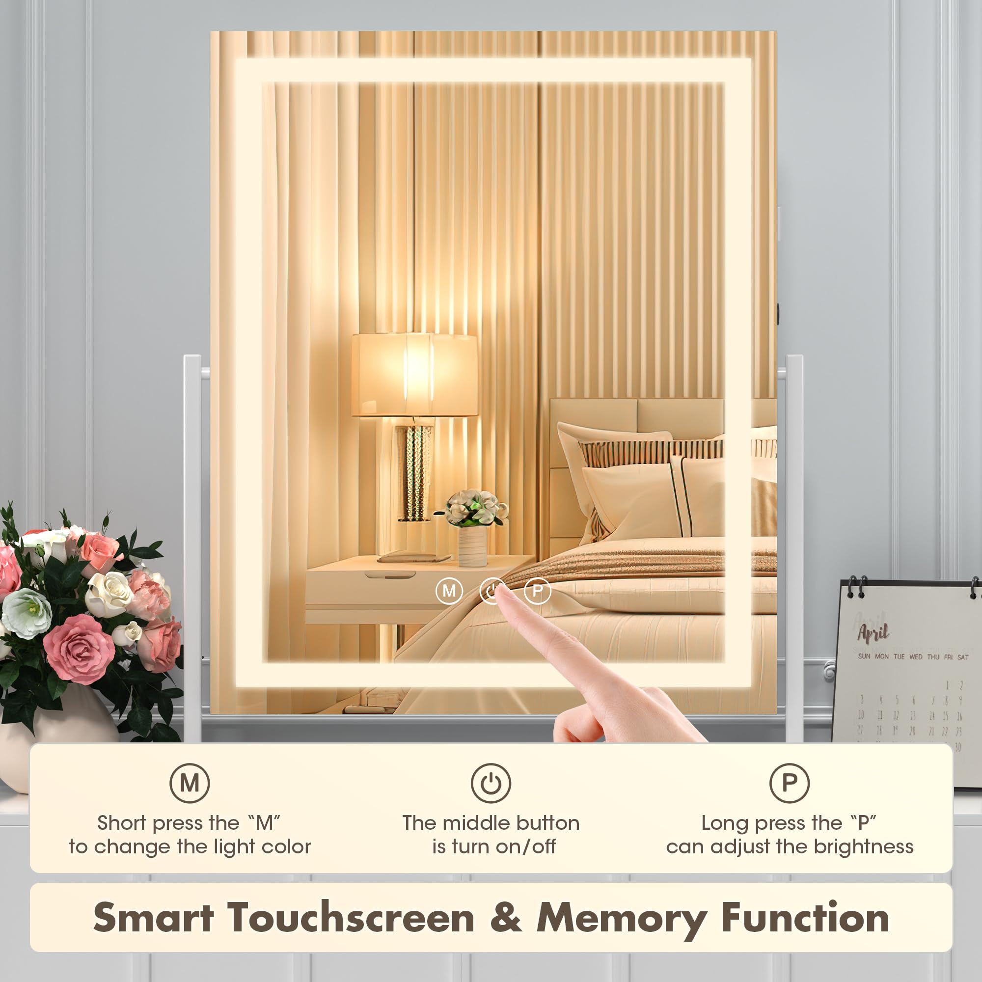 Hasipu vanity mirror aluminum frame provides sturdy, premium durability.