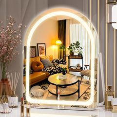 Hasipu vanity mirror arc front view with even lighting for precise makeup.