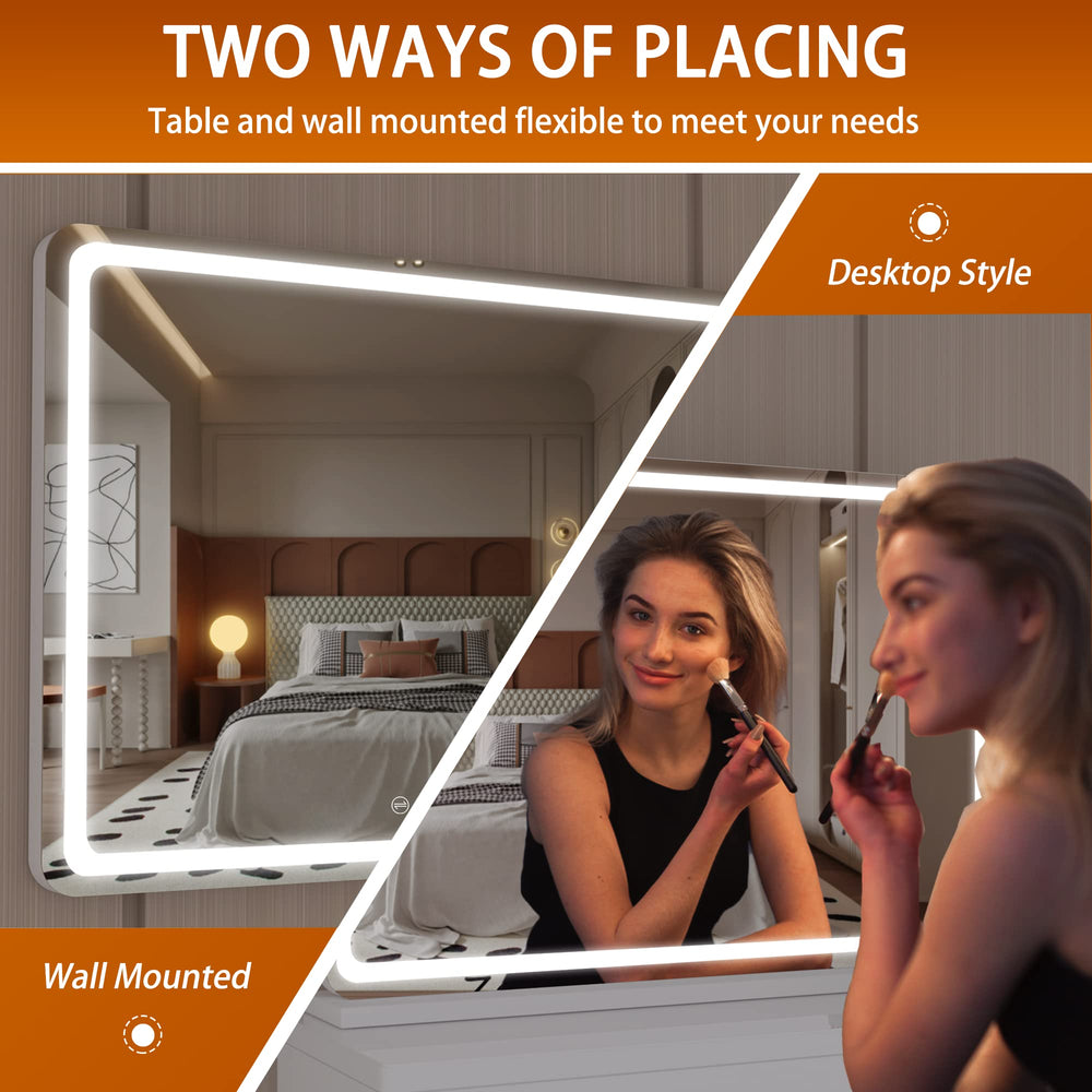 Hasipu vanity mirror detachable base ready for tabletop use and wall mounting.