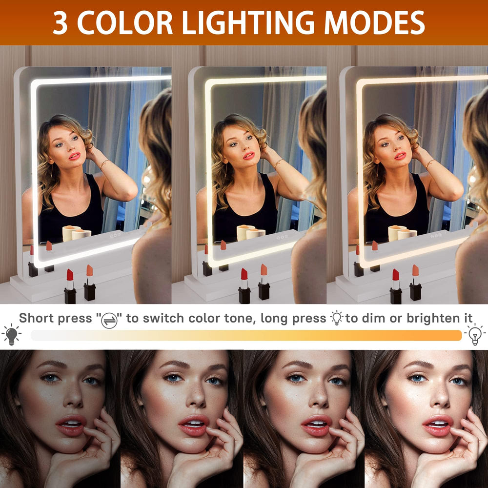 Hasipu vanity mirror detachable base supports flexible placement options.