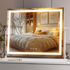 Hasipu vanity mirror front view with clean white frame for daytime makeup