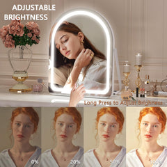 Hasipu vanity mirror LED brightness control demonstrating adjustable lumens for day to night tasks.