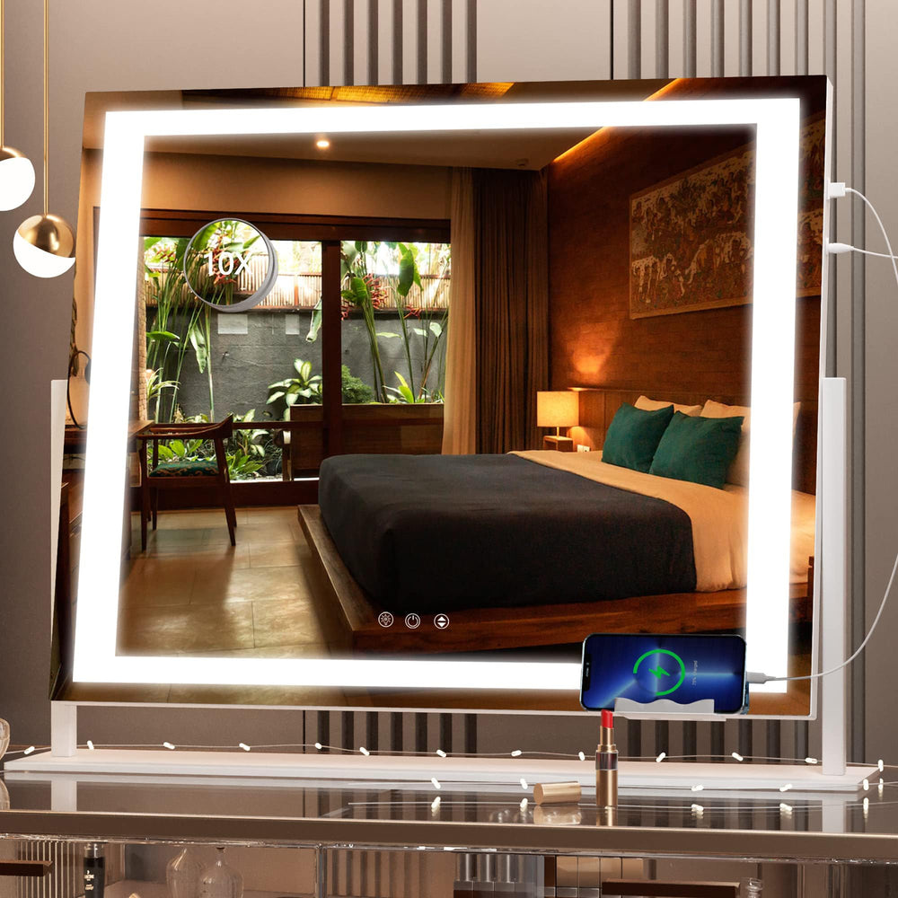 Hasipu vanity mirror with LED lights for bright, precise makeup application.