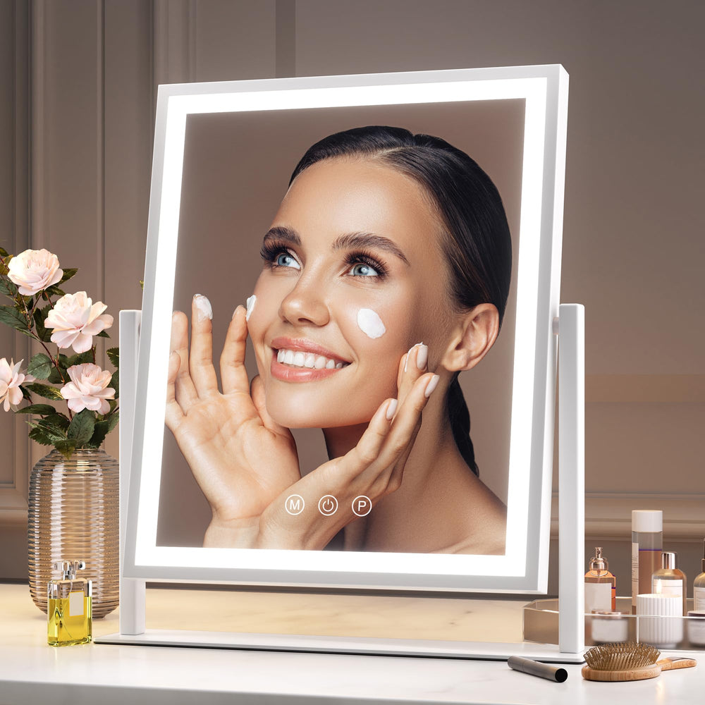 Hasipu vanity mirror includes a 10x magnification lens for detailed grooming.
