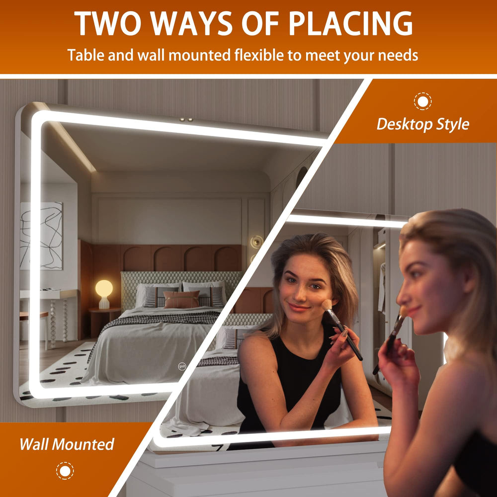 Hasipu vanity mirror with 3-color modes supports natural makeup lighting.