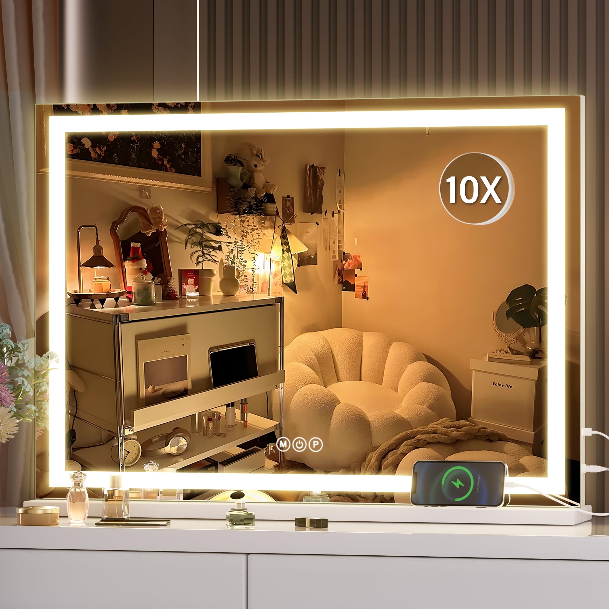 Hasipu mirror supports wall mounting with back mounting holes