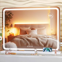 Hasipu vanity mirror with lights on wall for full upper-body makeup view.