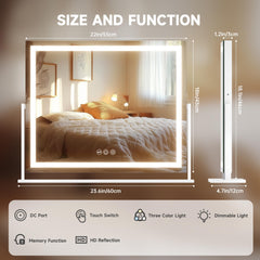 Hasipu vanity mirror lit desk setup showing adjustable lighting for color warmth