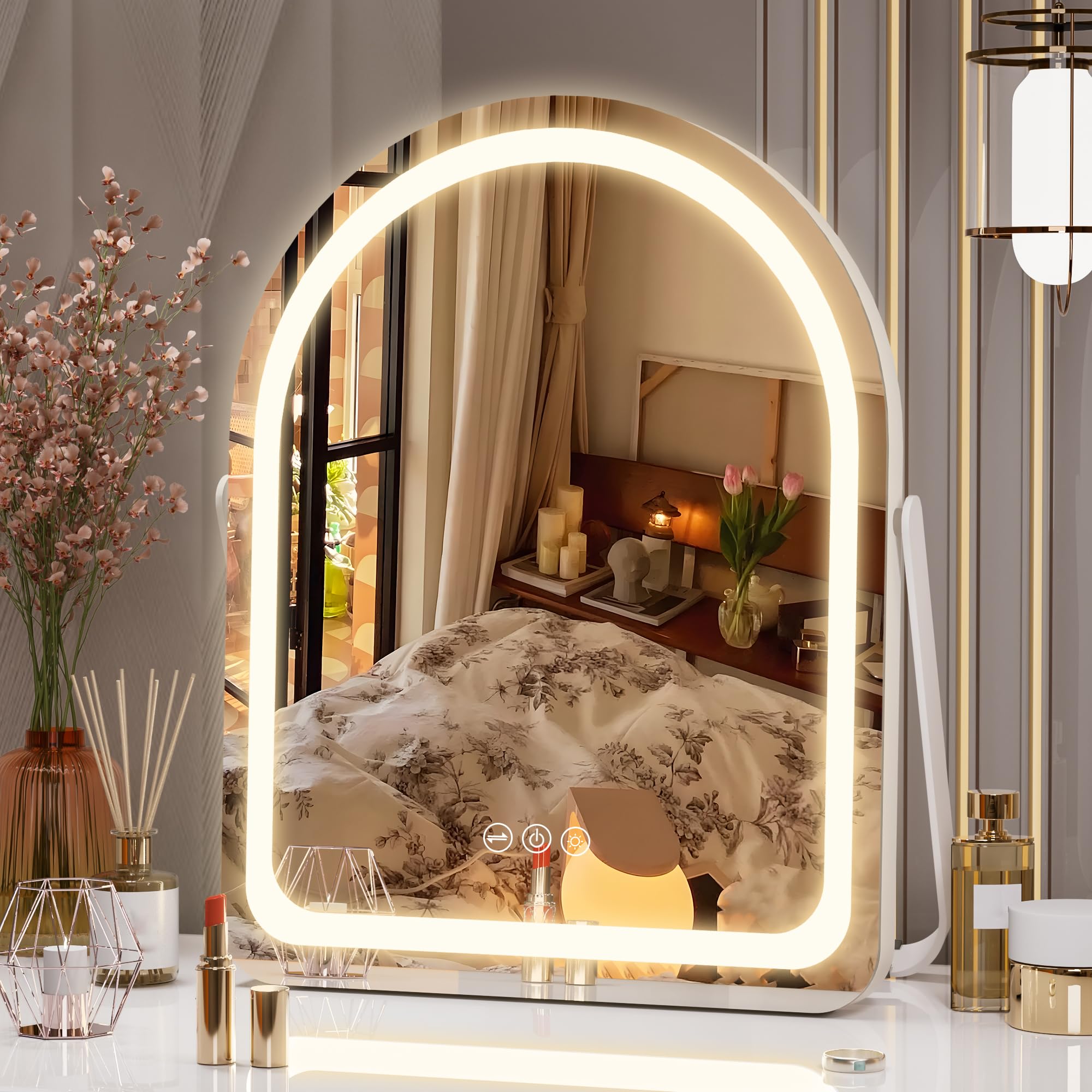 Hasipu vanity mirror metal base ensures durability for daily use.