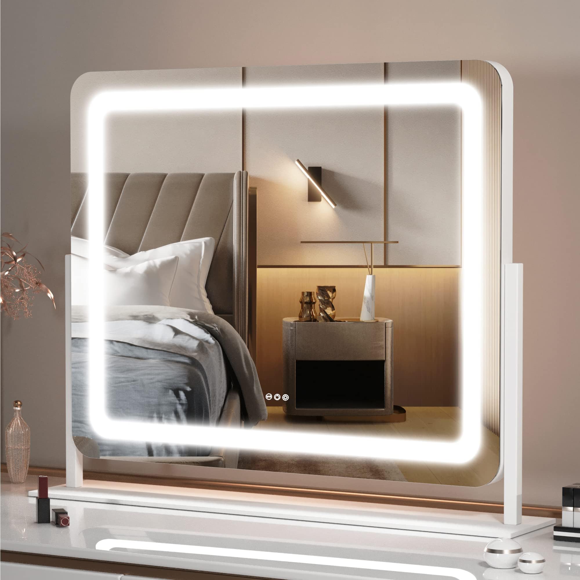 Hasipu vanity mirror phone holder for hands-free video tutorials during routine