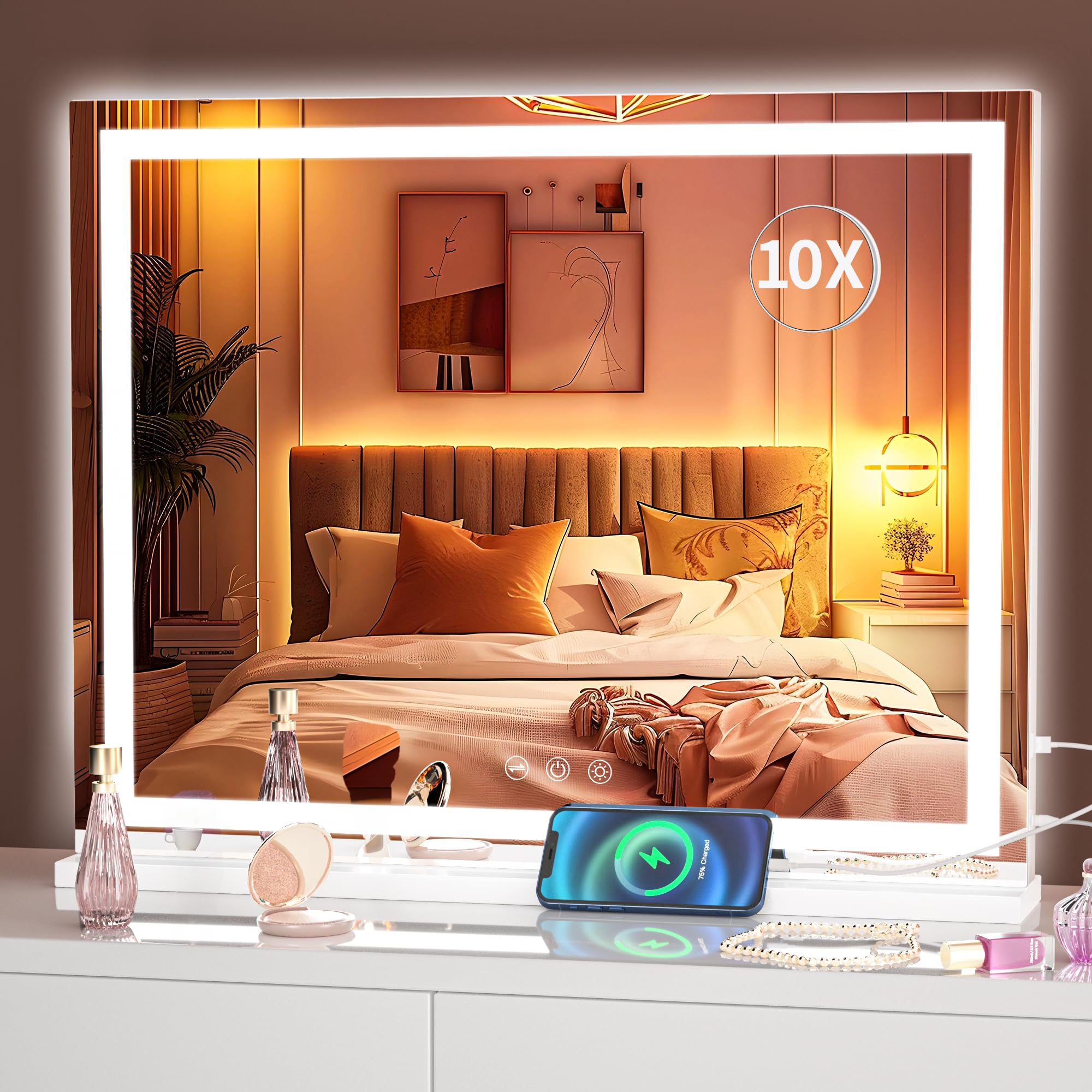 Hasipu vanity mirror size 23x18 inches offers a wide upper-body view.
