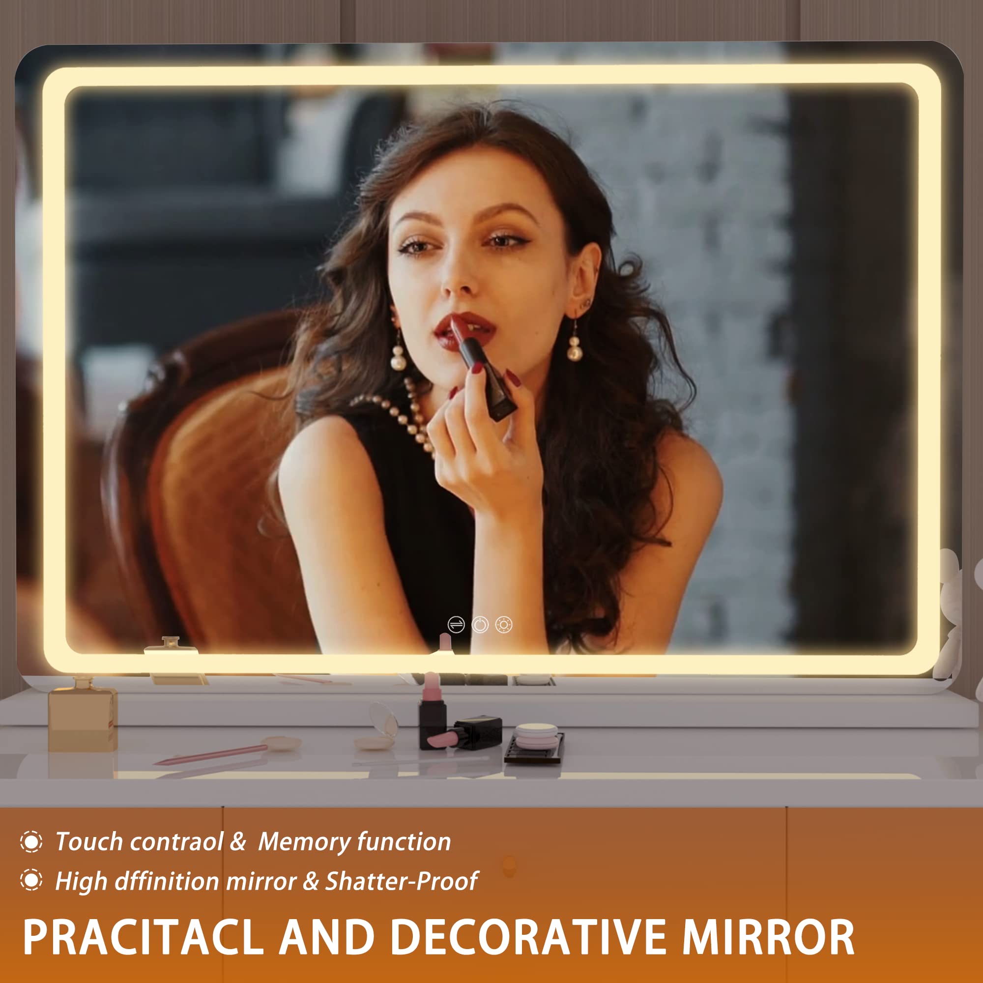 Hasipu vanity mirror wall-mount setup with secure installation options.