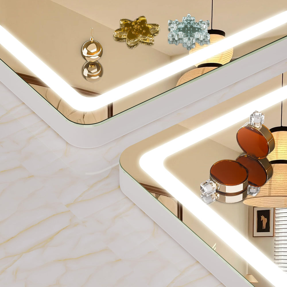 Hasipu vanity mirror white finish complements bedrooms and studios.