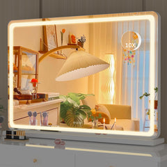 Hasipu vanity mirror with lights shows bright, even glow for makeup application.