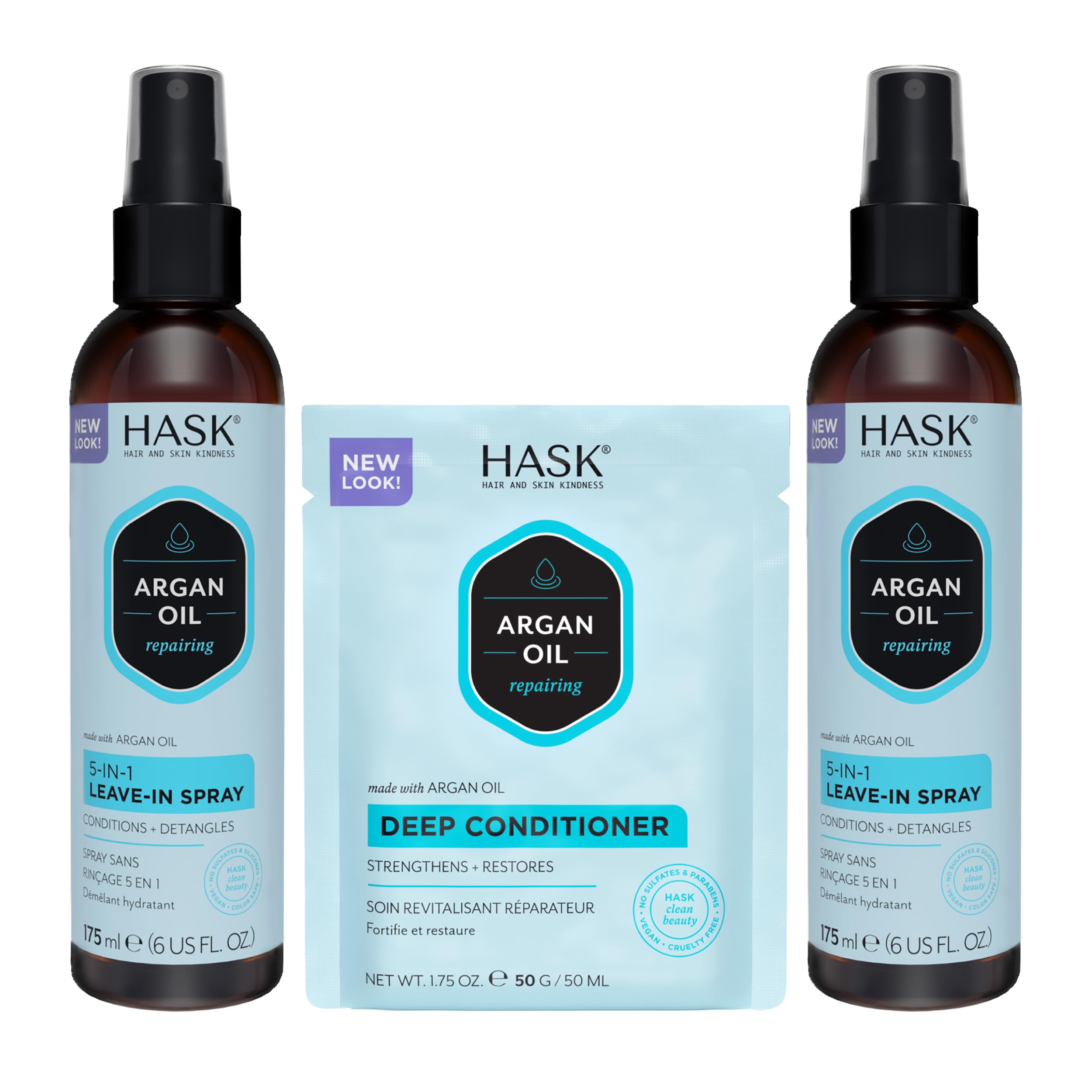 HASK Argan Oil 5-in-1 Leave-In bottle ready for hydrating detangling