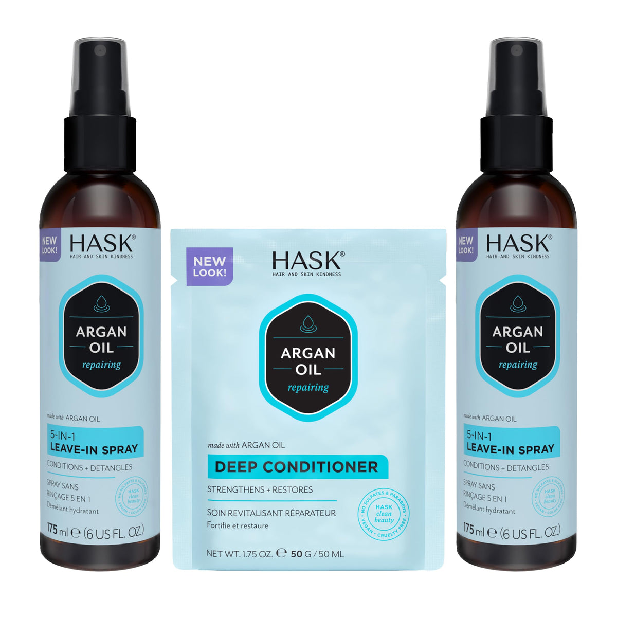HASK Argan Oil 5-in-1 Leave-In bottle ready for hydrating detangling