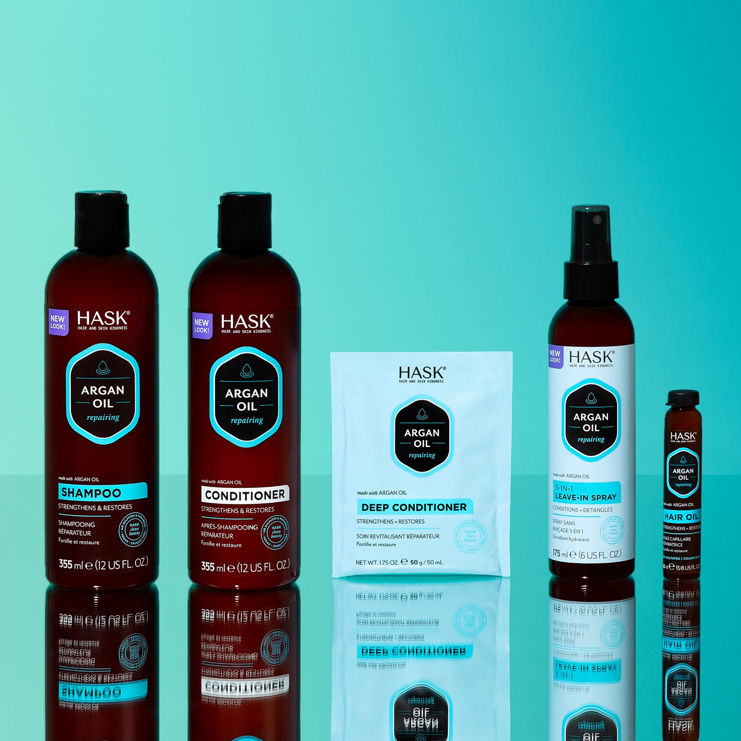 HASK Argan Oil suitable for all hair types with glossy appearance