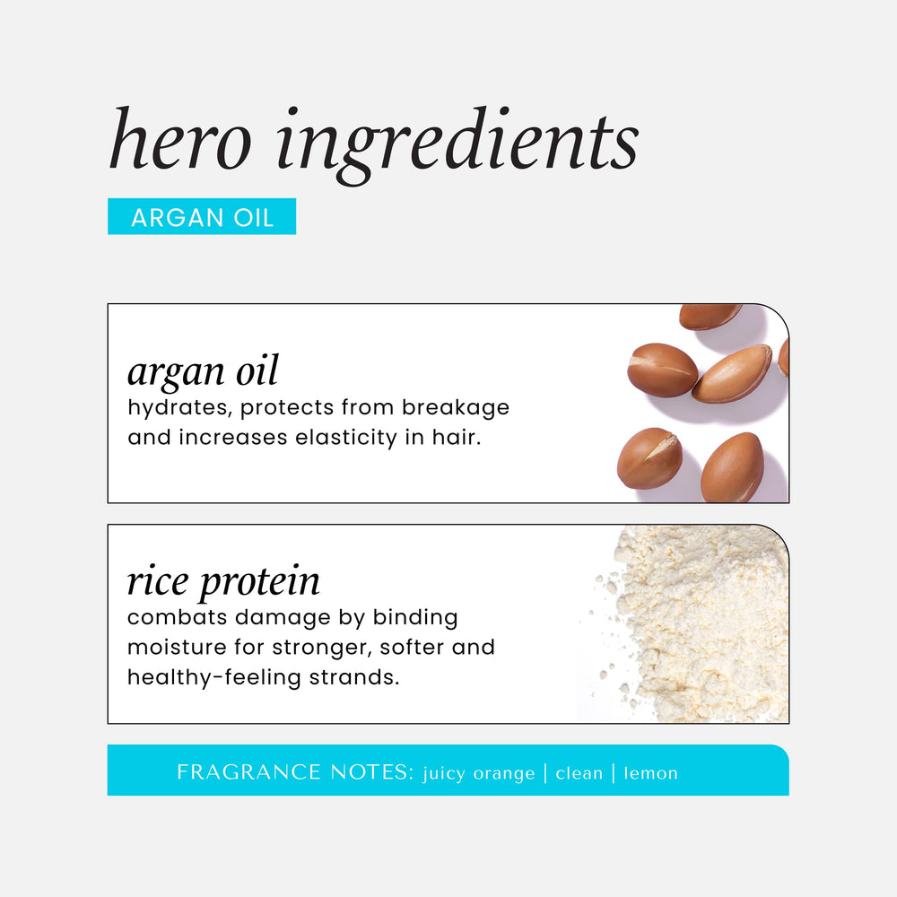 HASK Argan Oil Leave-In bottle on desk showing lightweight shine