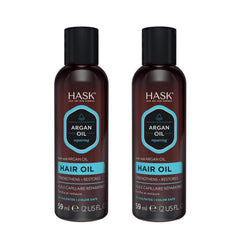 HASK Argan Repairing Hair Oil applied to dry hair adds shine without heaviness.