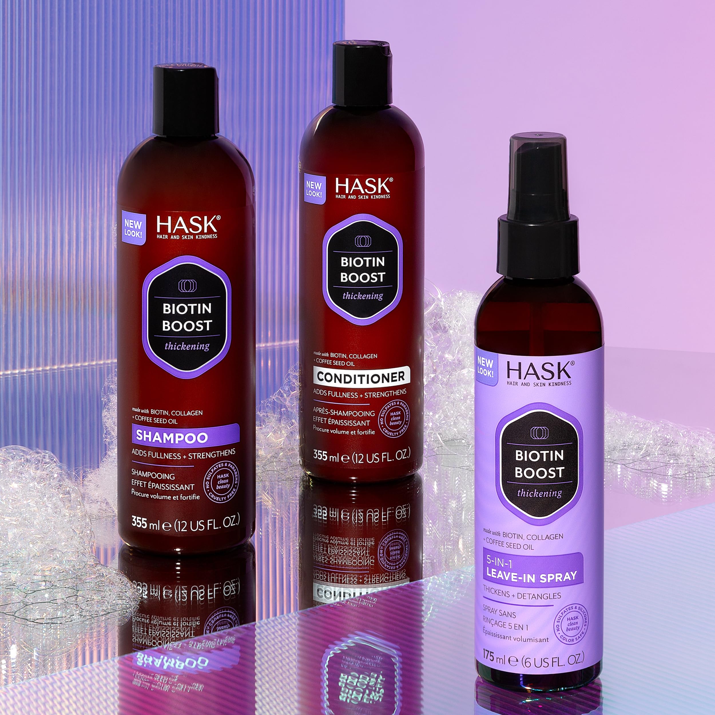 HASK Biotin Boost color-safe label confirms suitability for color-treated hair.