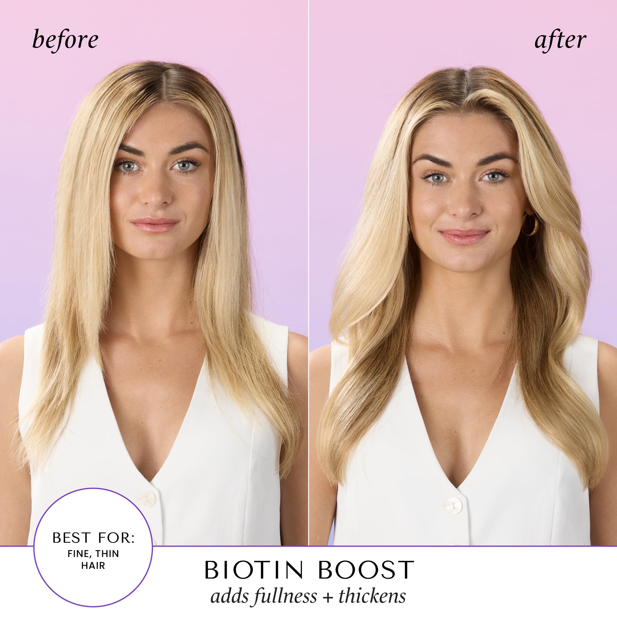 HASK Biotin Boost shampoo lather closeup emphasizes cleansing power for flat strands.