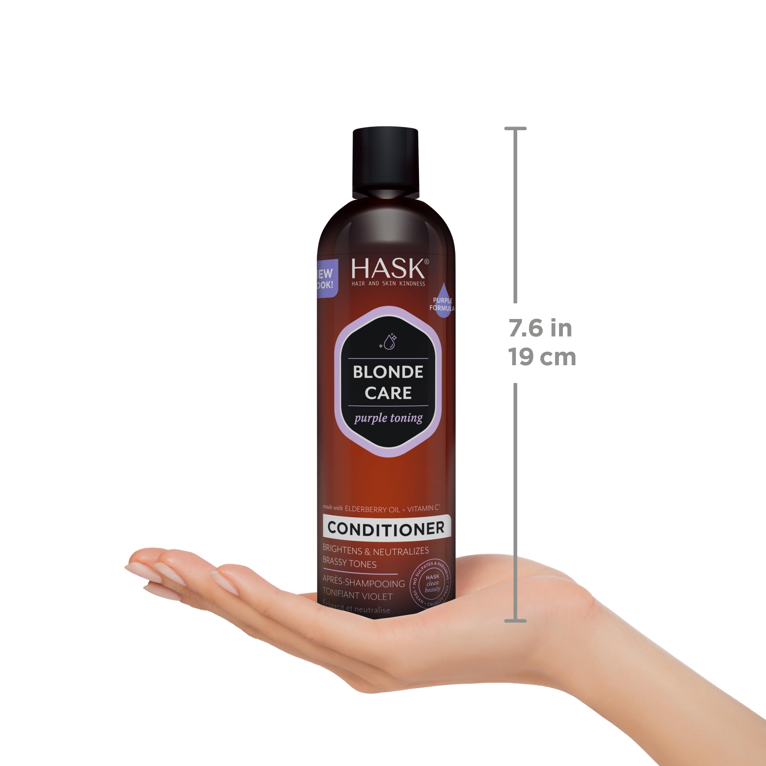 HASK Blonde Care Conditioner application demonstrates detangling ease.