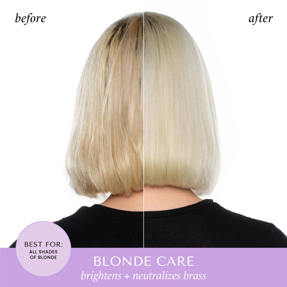 HASK Blonde Care duo on bathroom counter for easy routine.