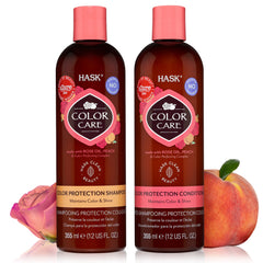 HASK Color Care Shampoo bottle shows sulfate-free protection for color-treated hair.