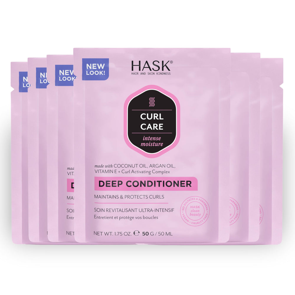 HASK Curl Care Deep Conditioner Pack 6 cover showing nourishing vegan formula for curls