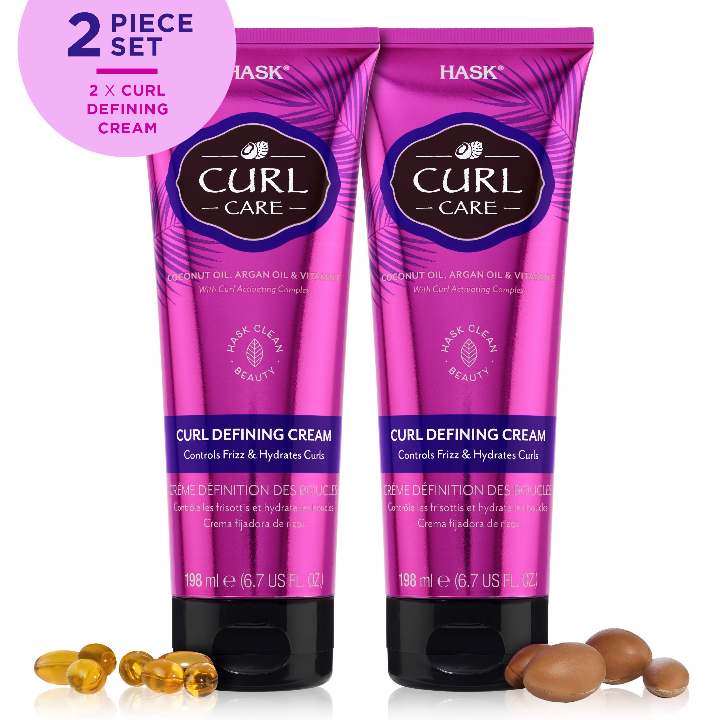 HASK Curl Definition Cream application closeup demonstrates lightweight hold on curls