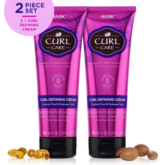HASK Curl Definition Cream application closeup demonstrates lightweight hold on curls