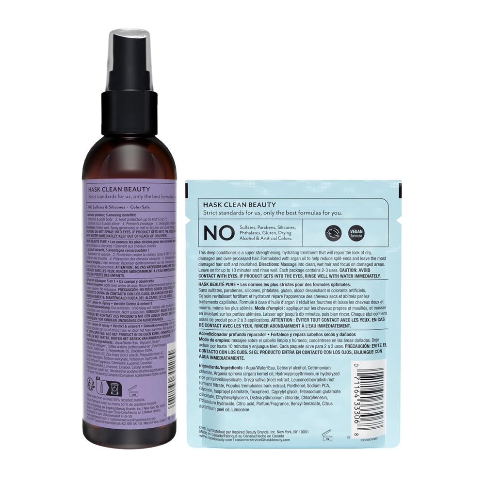 HASK Gluten-Free and Sulfate-Free icons on packaging for sensitive routines.