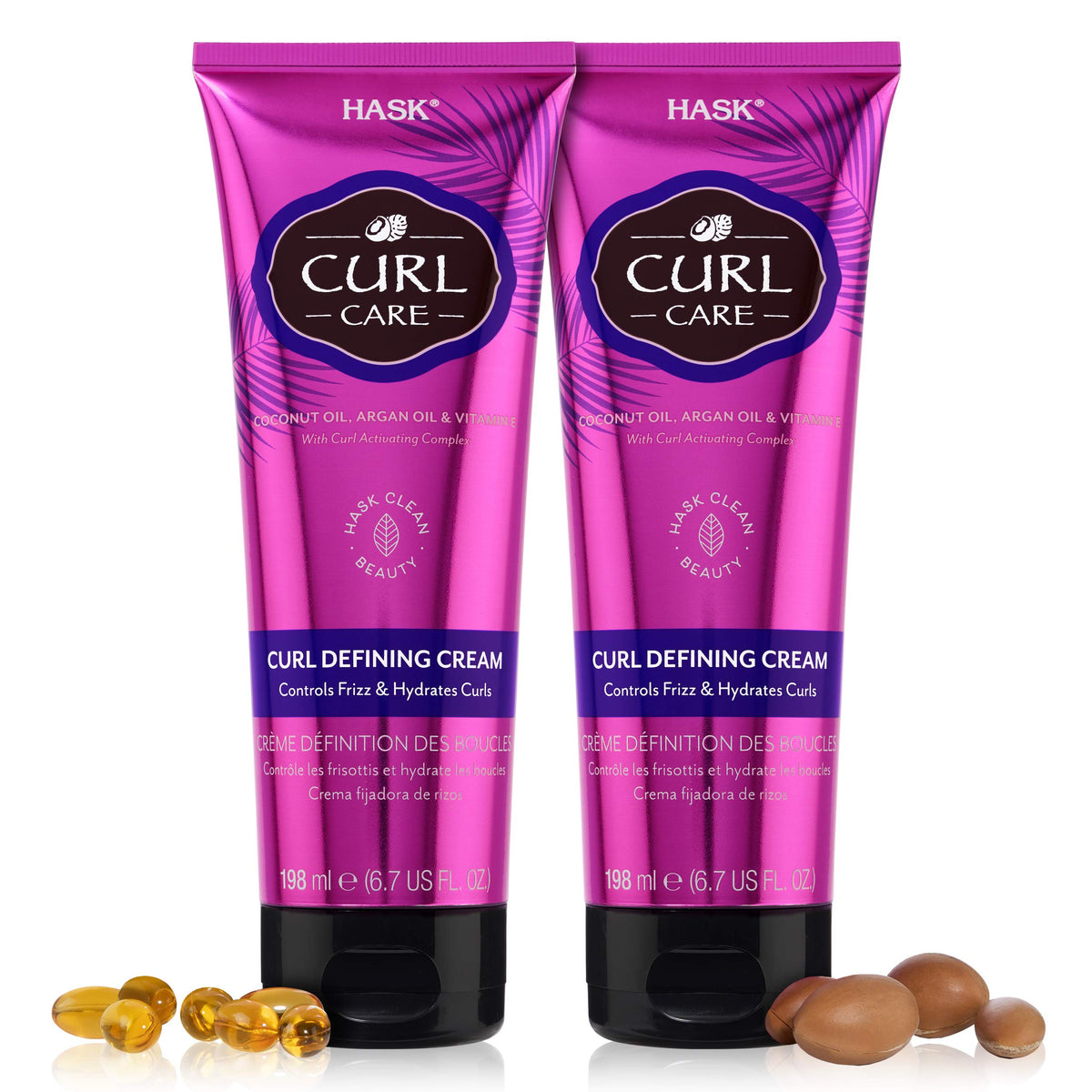 HASK Hair Cream Curl Care Bundle packshot shows vegan duo for defined curls