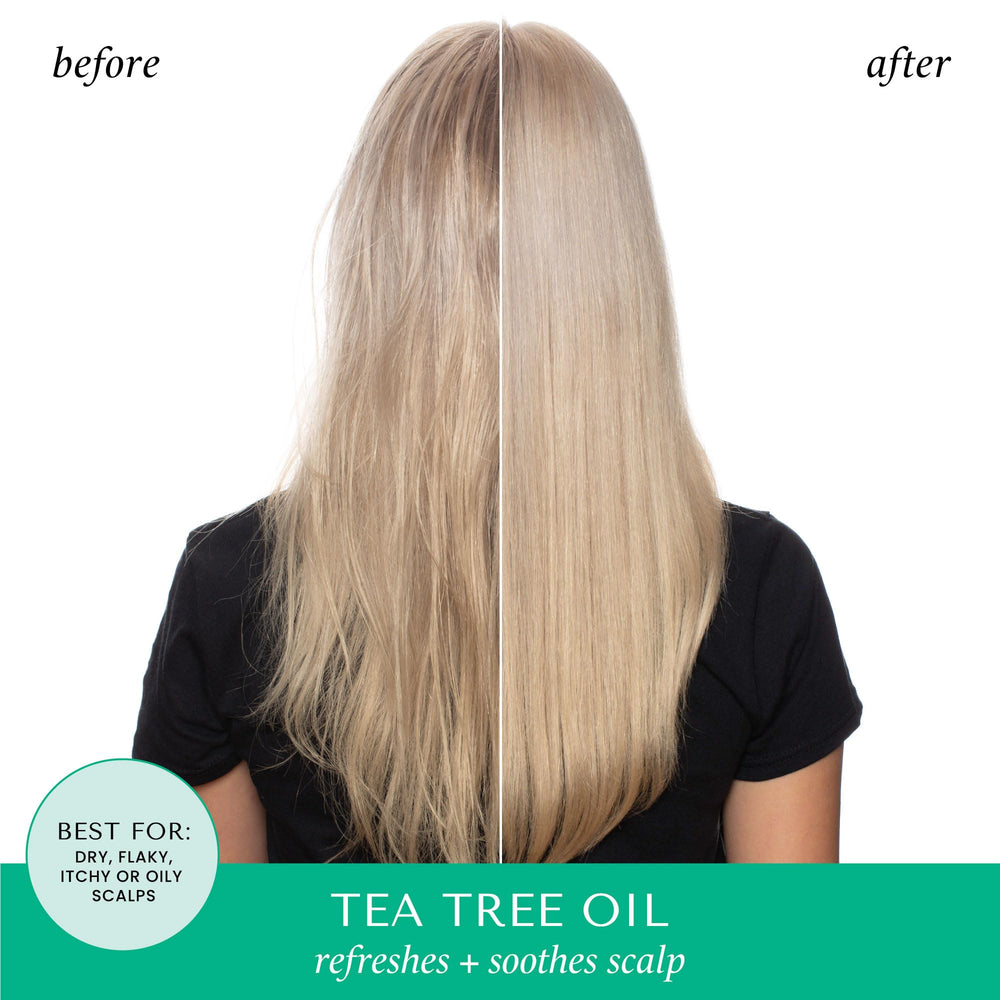 HASK Tea Tree Oil & Rosemary scent close-up highlighting bergamot and sandalwood aromatherapy.