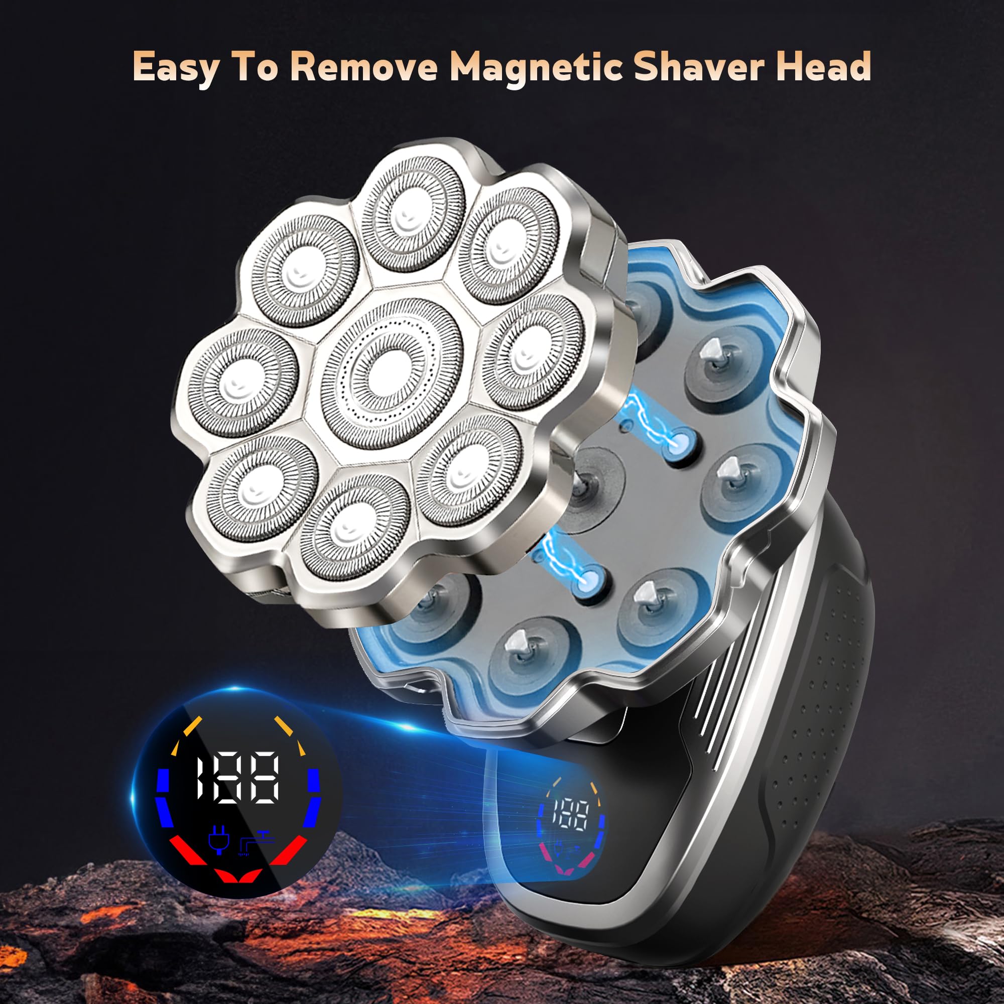 Haslife Type-C charging with digital display shows power status for planning shaves.