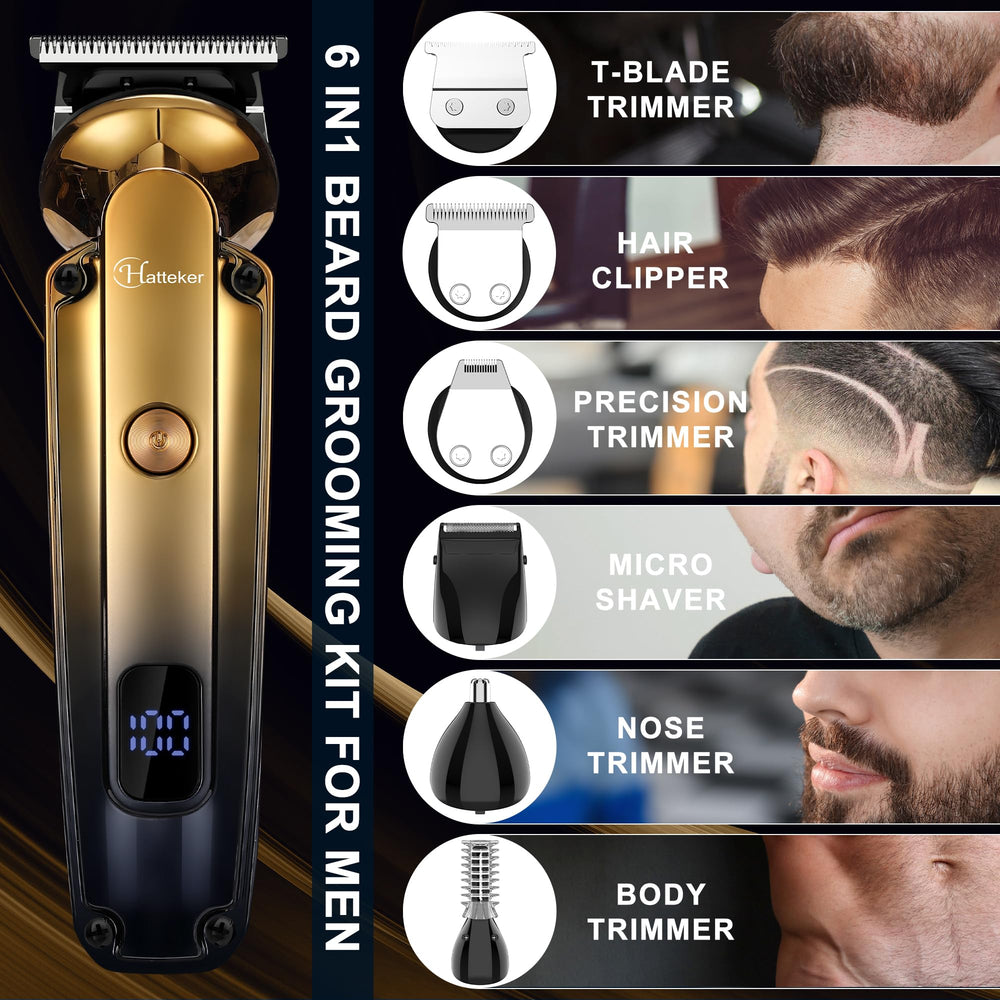 Hatteker beard trimmer kit T-blade focus for precise detailing and styling.