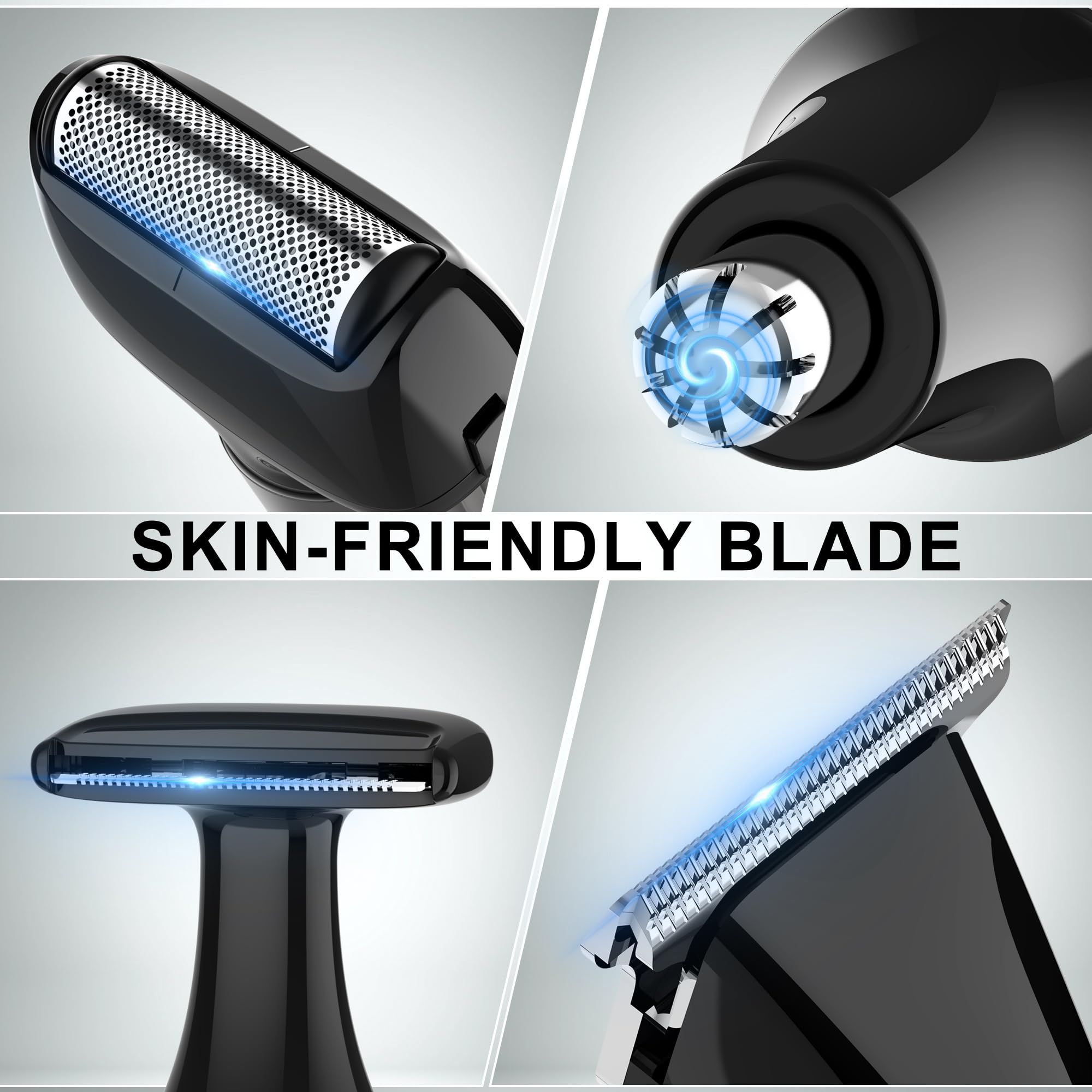 Hatteker extension-arm back shaver demonstrates reach to hard-to-reach areas for easy self-grooming.