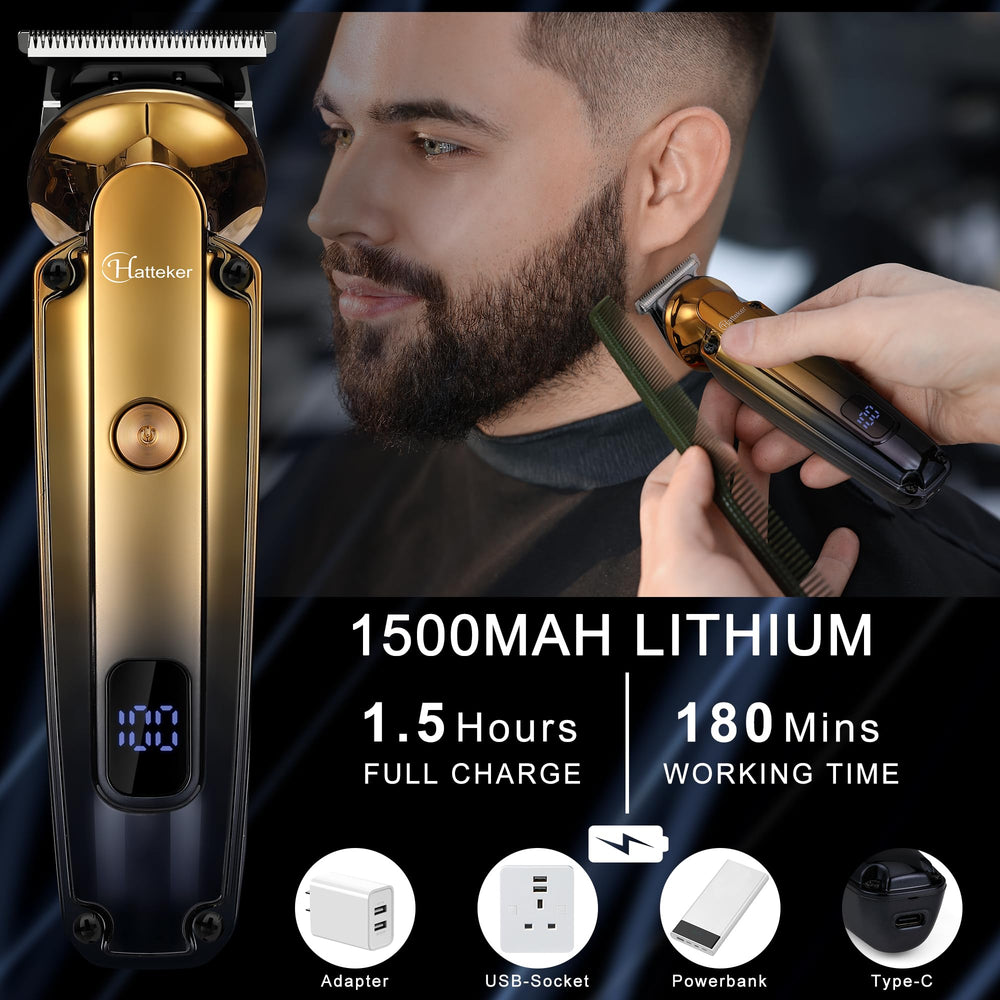 Hatteker grooming kit featuring a clear LED display for battery status