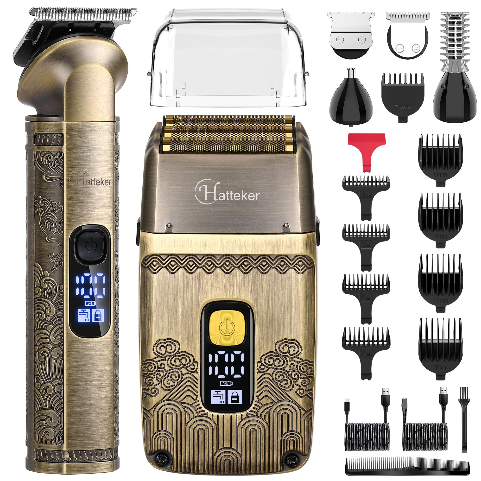 Hatteker Pro Clipper with five-guide combs enables precise home grooming.