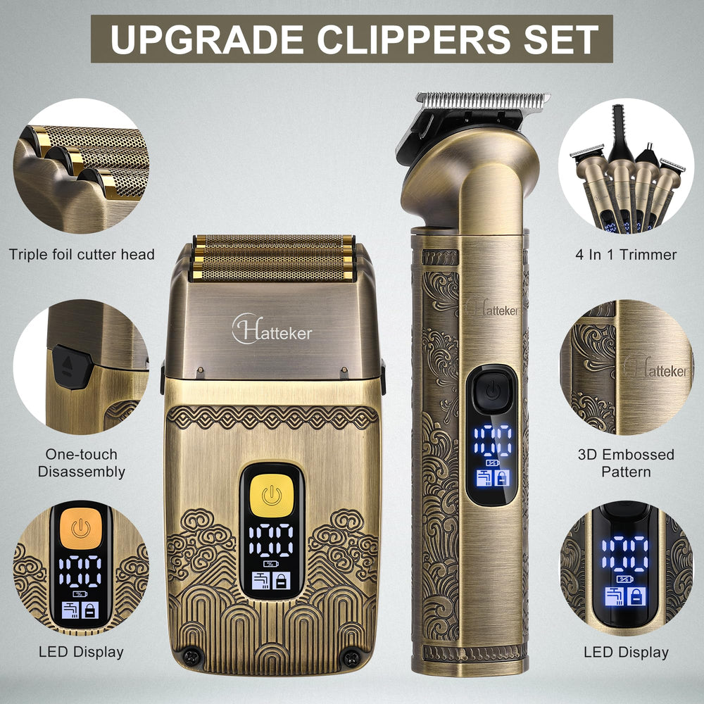 Hatteker triple-foil shaver head delivers smooth, close finishing.
