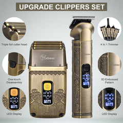 Hatteker triple-foil shaver head delivers smooth, close finishing.