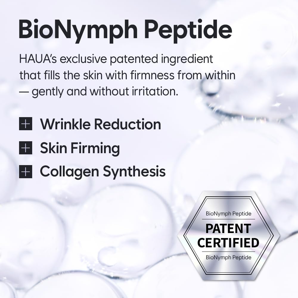 HAUA Bionymph peptide illustration emphasizes BioNymph Peptide and plant proteins for skin support