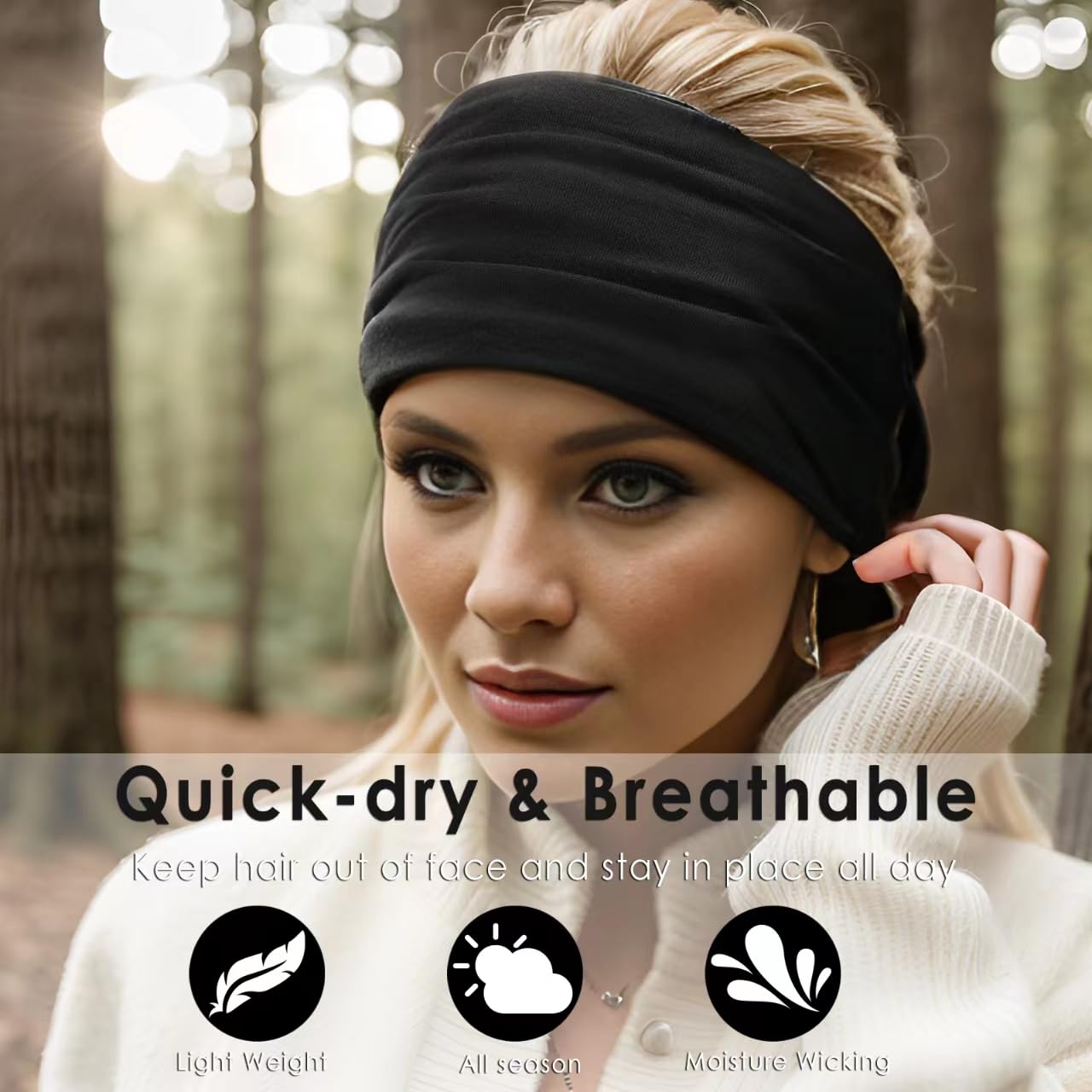 HAUHC breathable sweat-absorbent headbands ideal for yoga and skincare routines