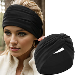 HAUHC extra-wide headbands 7in front view provide secure non-slip fit for active wear