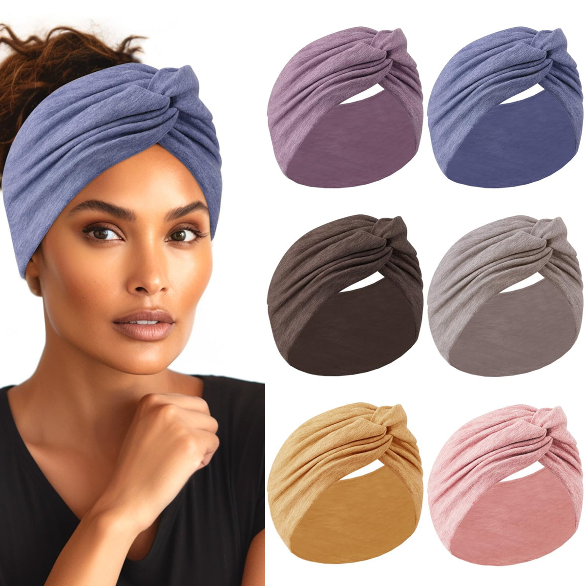 HAUHC extra wide headbands in soft cotton-like fabric for all-day comfort