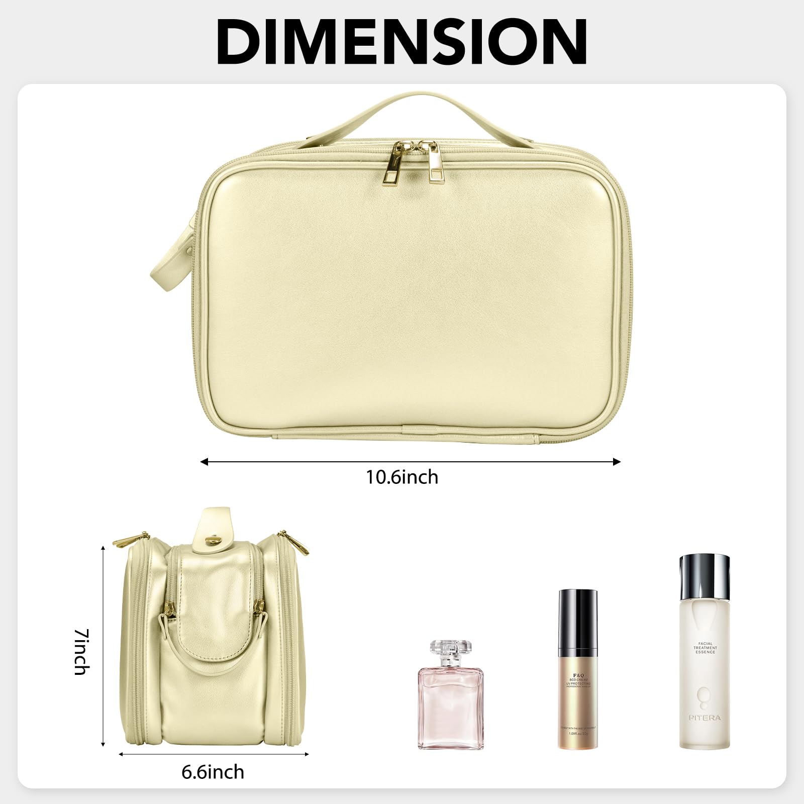HauteHues brush holder makeup bag stand-up design keeps brushes tidy and ready.