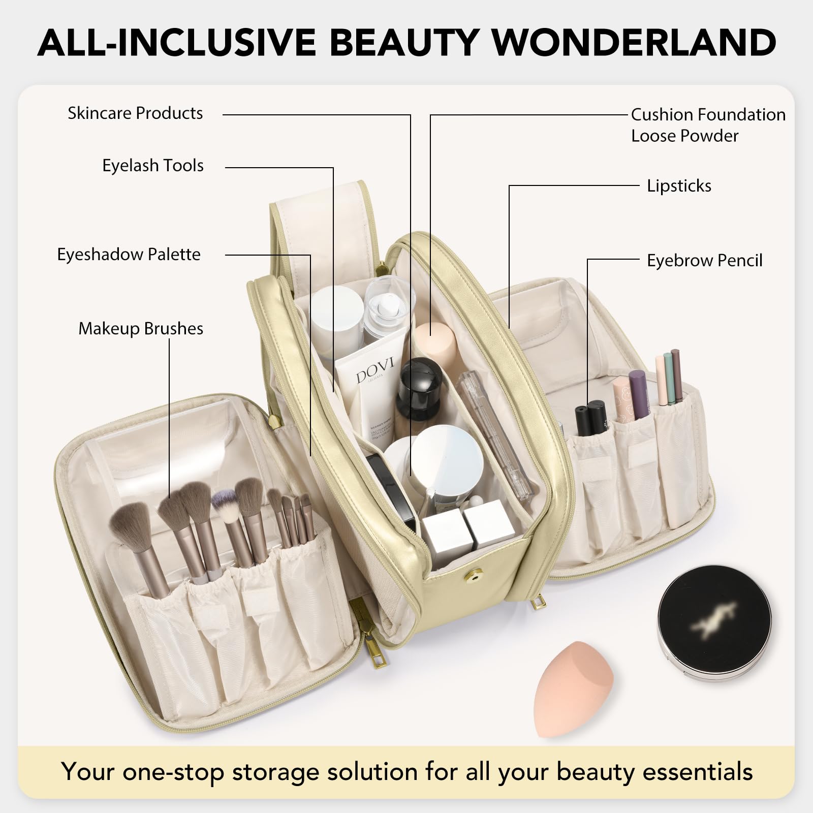 HauteHues PU leather waterproof surface protects contents during travel.